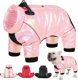AOFITEE Dog Coat, Waterproof Dog Jacket for Winter, Warm Fullbody Dog Snowsuit, Zip Up Fleece Dog Vest, Cold Weather Dog Coats with Reflective Stripes, Outdoor Windproof Dog Apparel for Small Dogs, XL