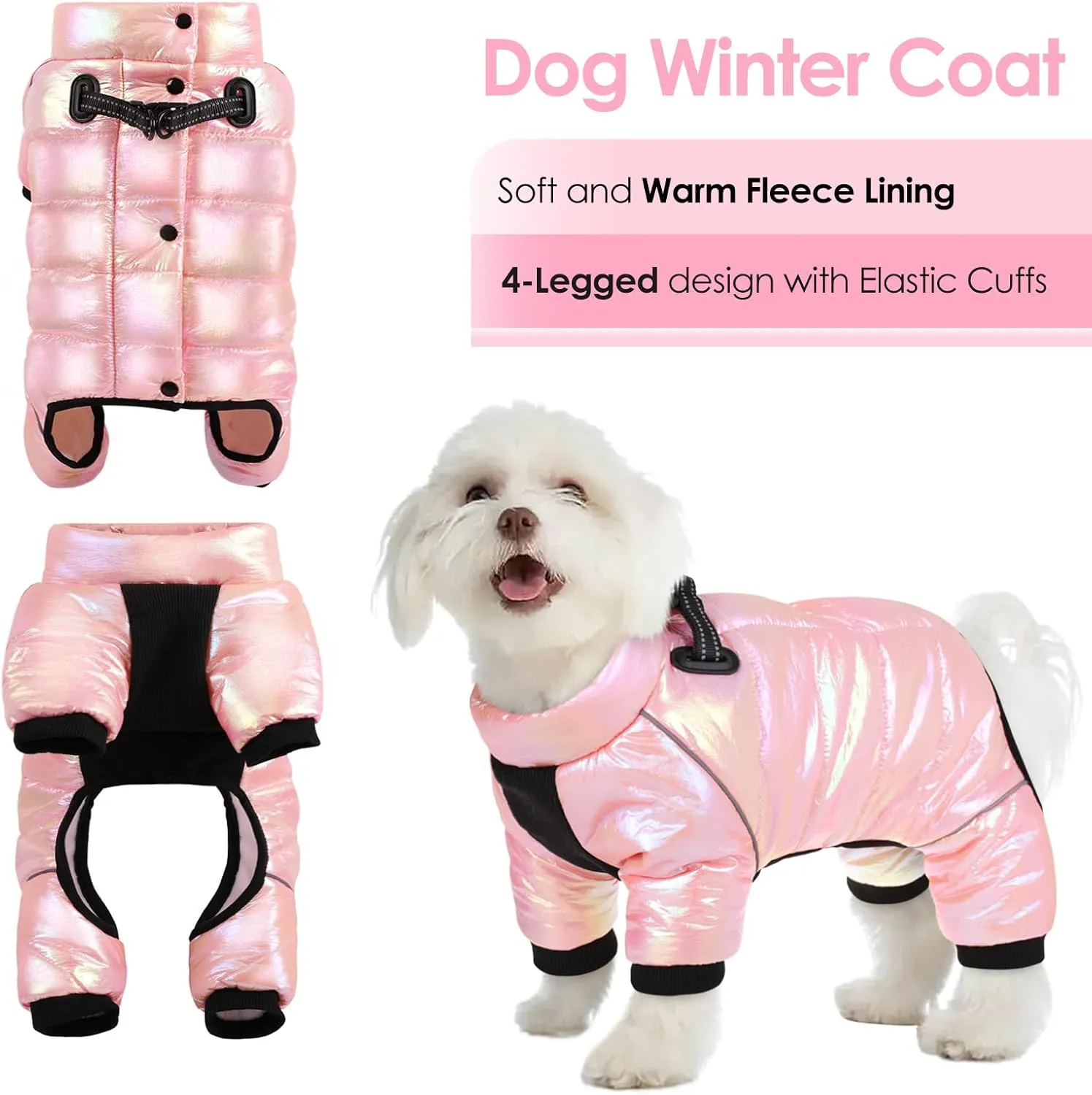 AOFITEE Dog Coat, Waterproof Dog Jacket for Winter, Warm Fullbody Dog Snowsuit, Zip Up Fleece Dog Vest, Cold Weather Dog Coats with Reflective Stripes, Outdoor Windproof Dog Apparel for Small Dogs, XL