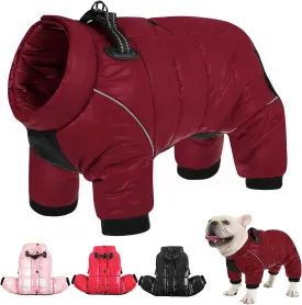 AOFITEE Dog Coat, Waterproof Dog Jacket for Winter, Warm Fullbody Dog Snowsuit, Zip Up Fleece Dog Vest, Cold Weather Dog Coats with Reflective Stripes, Outdoor Windproof Dog Apparel for Small Dogs