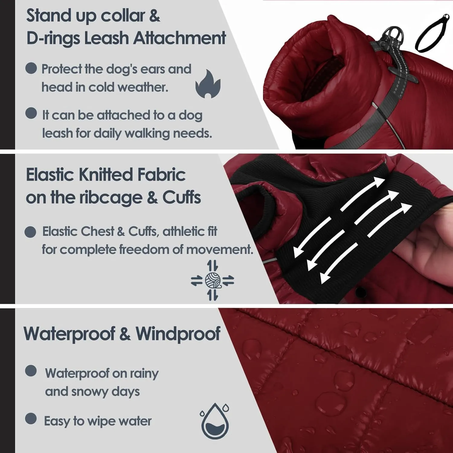 AOFITEE Dog Coat, Waterproof Dog Jacket for Winter, Warm Fullbody Dog Snowsuit, Zip Up Fleece Dog Vest, Cold Weather Dog Coats with Reflective Stripes, Outdoor Windproof Dog Apparel for Small Dogs
