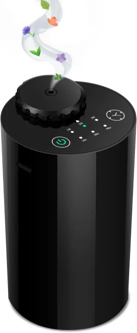 Aromatherapy Atomizing Diffuser,Waterless Diffuser,10/30/90s Spray Setting,Timer & Essential Oil Diffuser Battery Operated Lasts 48 h,Super Quiet and Thick Fog for Car,Room,Office(Black)