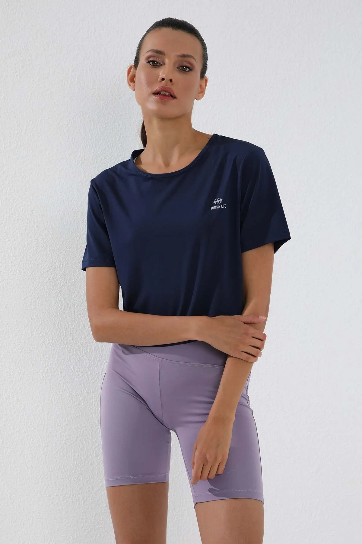 basic kisa kol standart kalip o yaka kadin crop top t-shirt - 97143