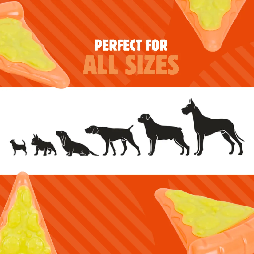 BASIL Wagtastic TPR Dog Chew Toy, Pizza Slice with Nylon Topping - Orange & Yellow, Durable Teething & Interactive Toy for Dogs & Puppies