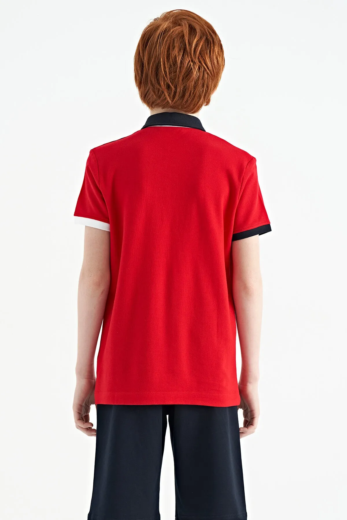 baski detayli pola yaka standart kalip erkek çocuk t-shirt - 11161