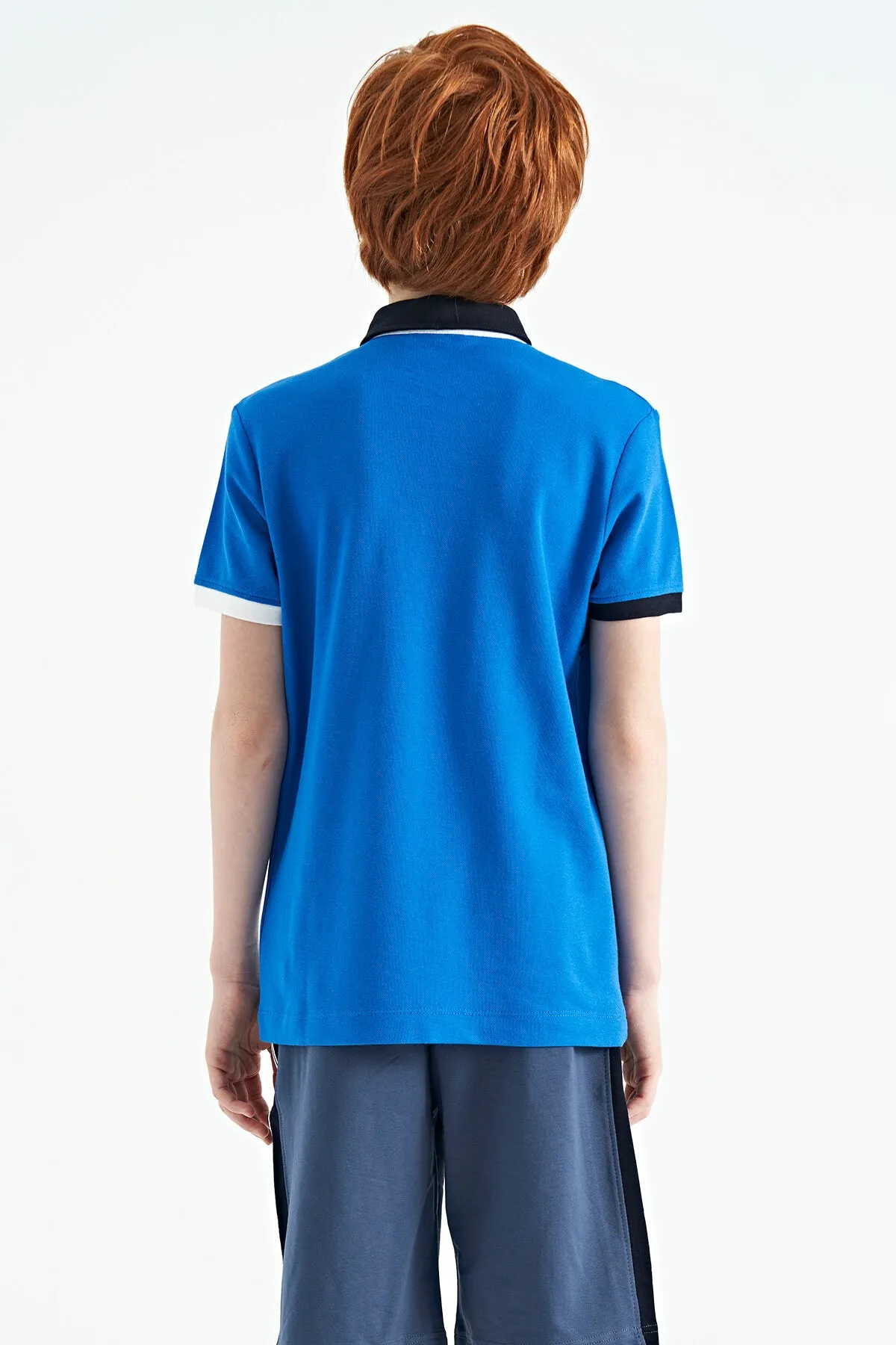 baski detayli pola yaka standart kalip erkek çocuk t-shirt - 11161