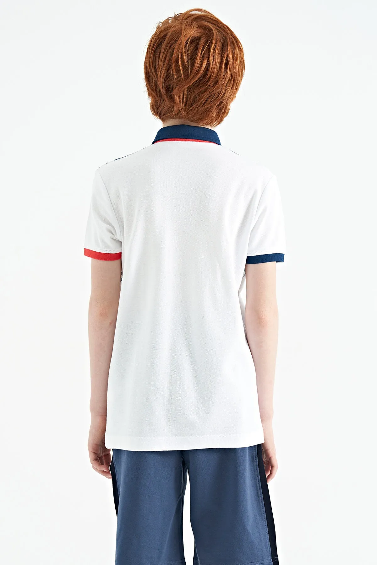baski detayli pola yaka standart kalip erkek çocuk t-shirt - 11161