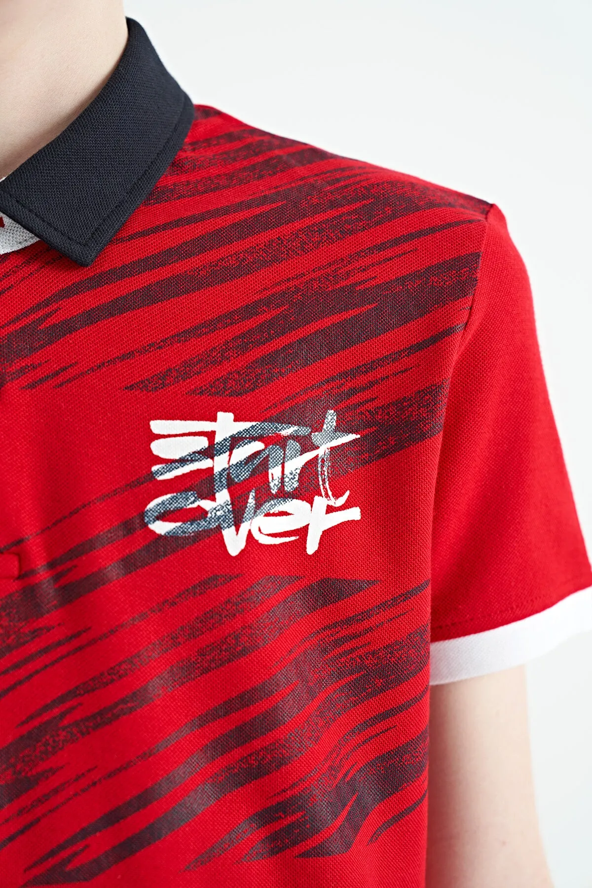 baski detayli pola yaka standart kalip erkek çocuk t-shirt - 11161