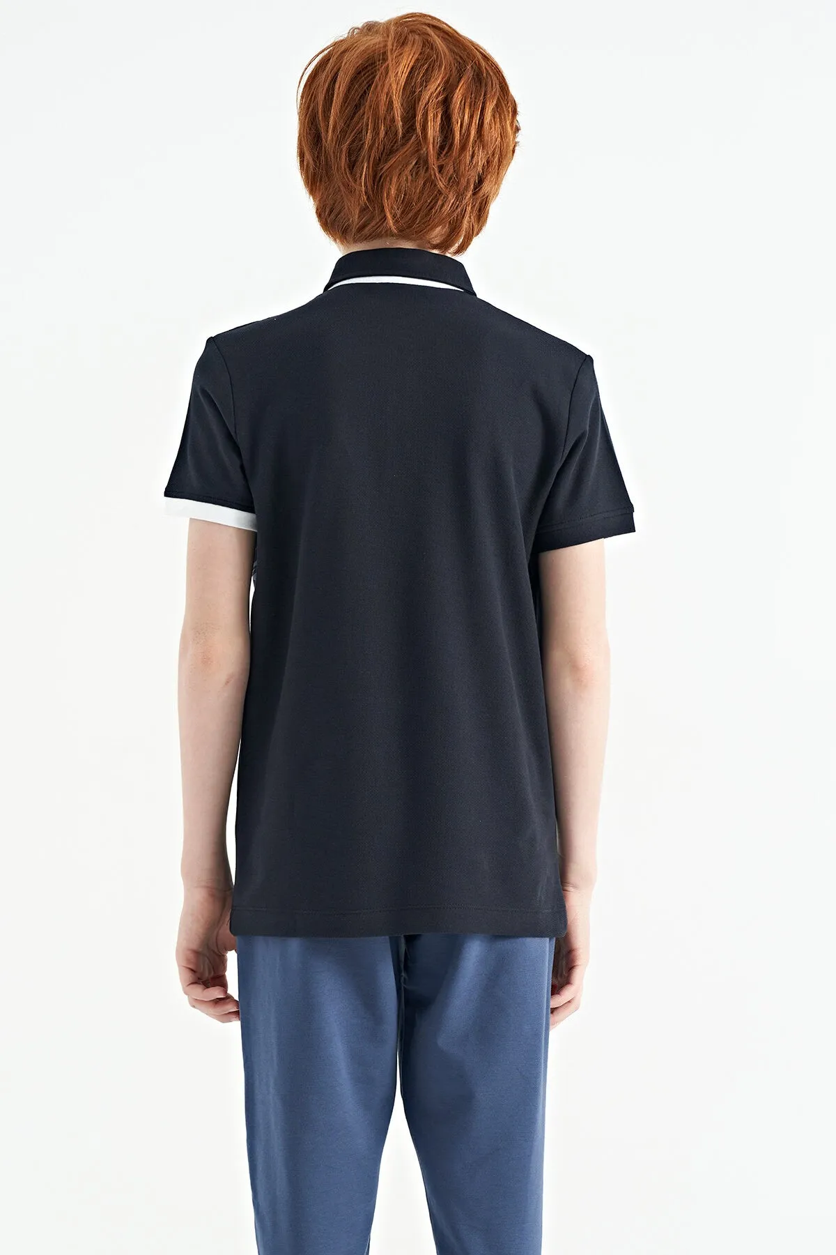 baski detayli pola yaka standart kalip erkek çocuk t-shirt - 11161