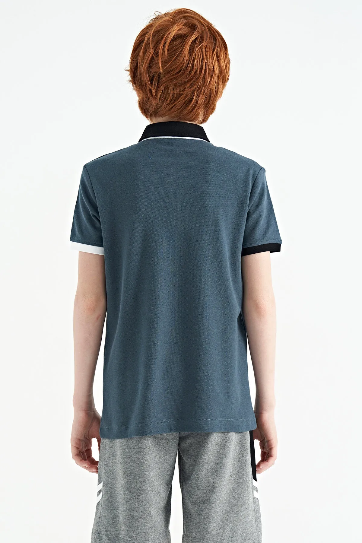 baski detayli pola yaka standart kalip erkek çocuk t-shirt - 11161