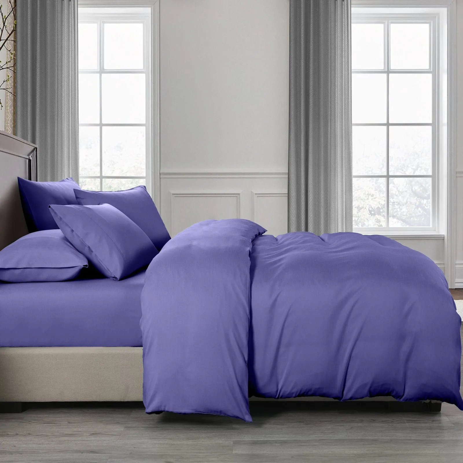 Bed Sheet Royal Comfort 2000TC 6 Piece Bamboo Sheet & Quilt Cover Set Cooling Breathable - King - Royal Blue