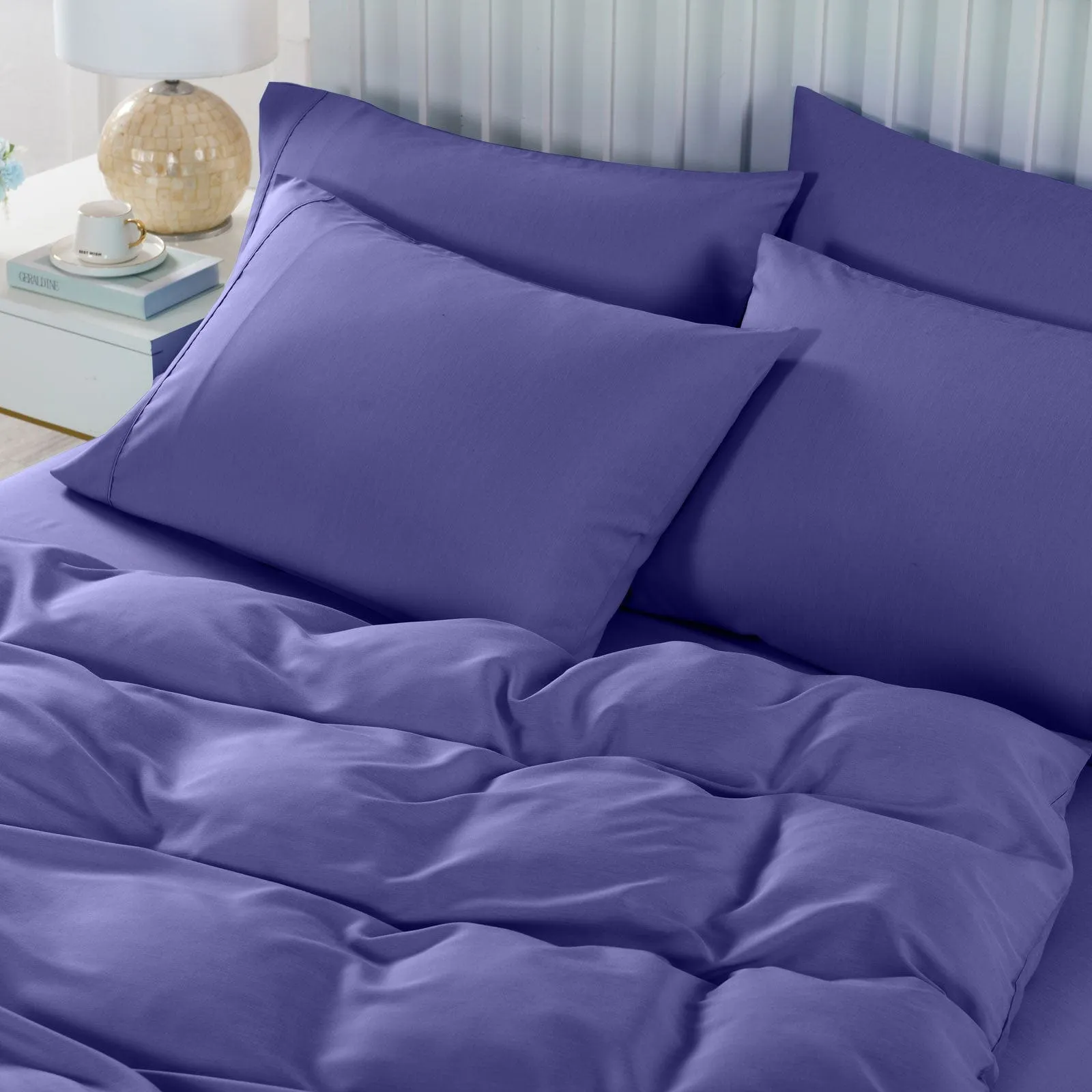 Bed Sheet Royal Comfort 2000TC 6 Piece Bamboo Sheet & Quilt Cover Set Cooling Breathable - King - Royal Blue