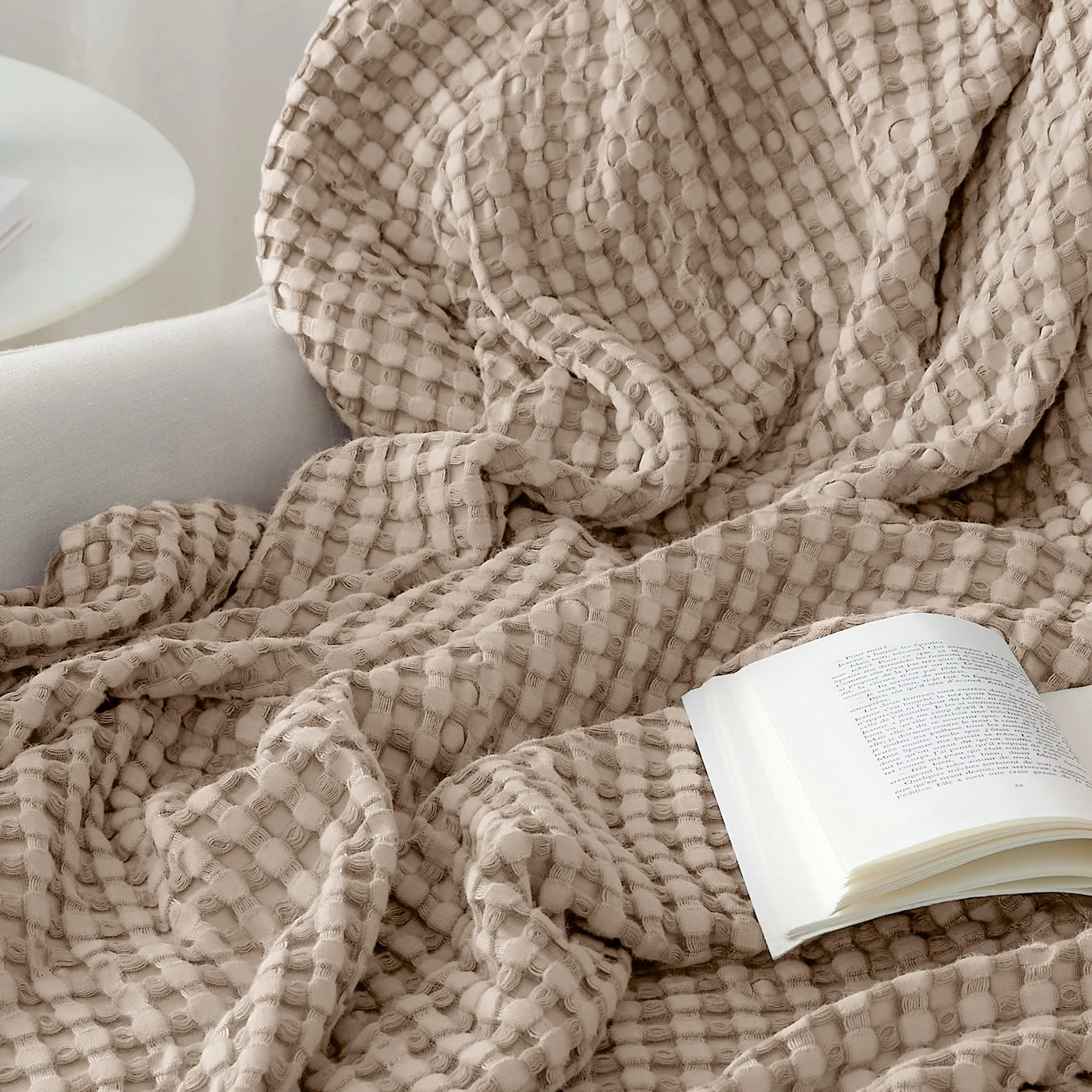 Bedsure Cooling Cotton Waffle King Size Blanket - Lightweight Breathable Summer Blanket of Rayon Derived from Bamboo for Hot Sleepers, Luxury Throws for Bed, Couch and Sofa, Taupe, 104x90 Inches