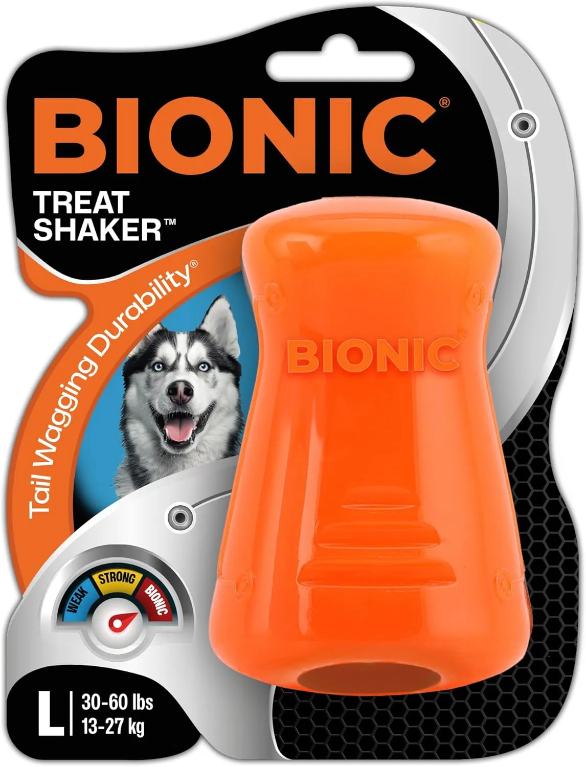 BIONIC Treat Shaker Dog Toy, Large - Interactive Dog Chew Toy That Stands Up to The Toughest Chewers, for Dogs Between 30-60  lbs. (13-27  kg.)