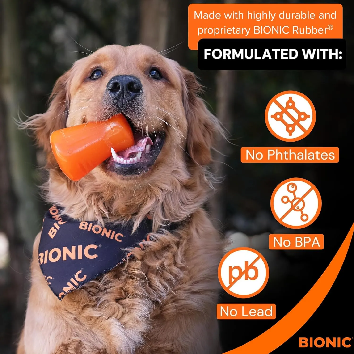 BIONIC Treat Shaker Dog Toy, Large - Interactive Dog Chew Toy That Stands Up to The Toughest Chewers, for Dogs Between 30-60  lbs. (13-27  kg.)