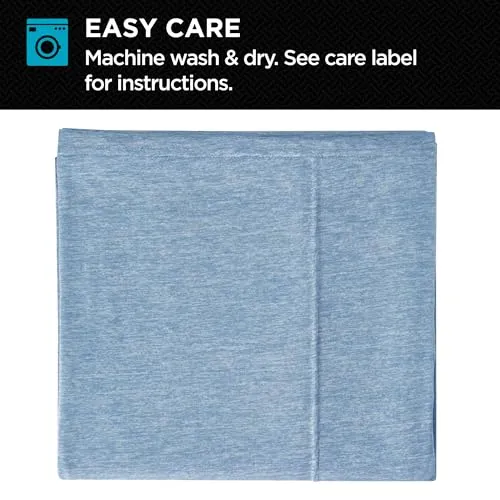 Brookstone Heathered Knit Moisture Wicking Twin Sheet Set | Innovative Breathable Fabric for All-Night Use by Hot Sleepers | 3 Piece Set of Soft Bed Sheet, Fitted Sheet, & Pillowcase | Faded Denim