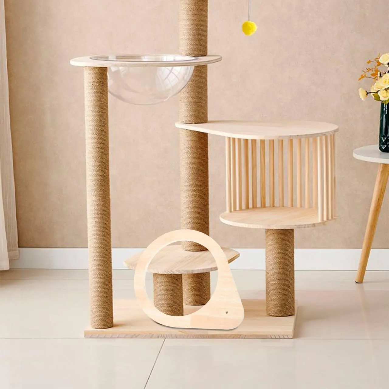Cat Perch Frame Wooden Cat Scratching Post Accessory Spacious Design Minimalist Style Replaceable Scratch Post Frame