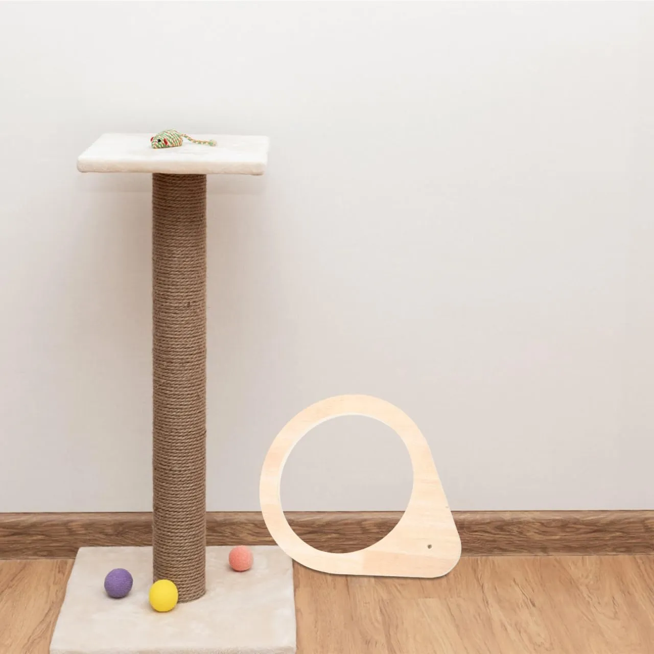 Cat Perch Frame Wooden Cat Scratching Post Accessory Spacious Design Minimalist Style Replaceable Scratch Post Frame