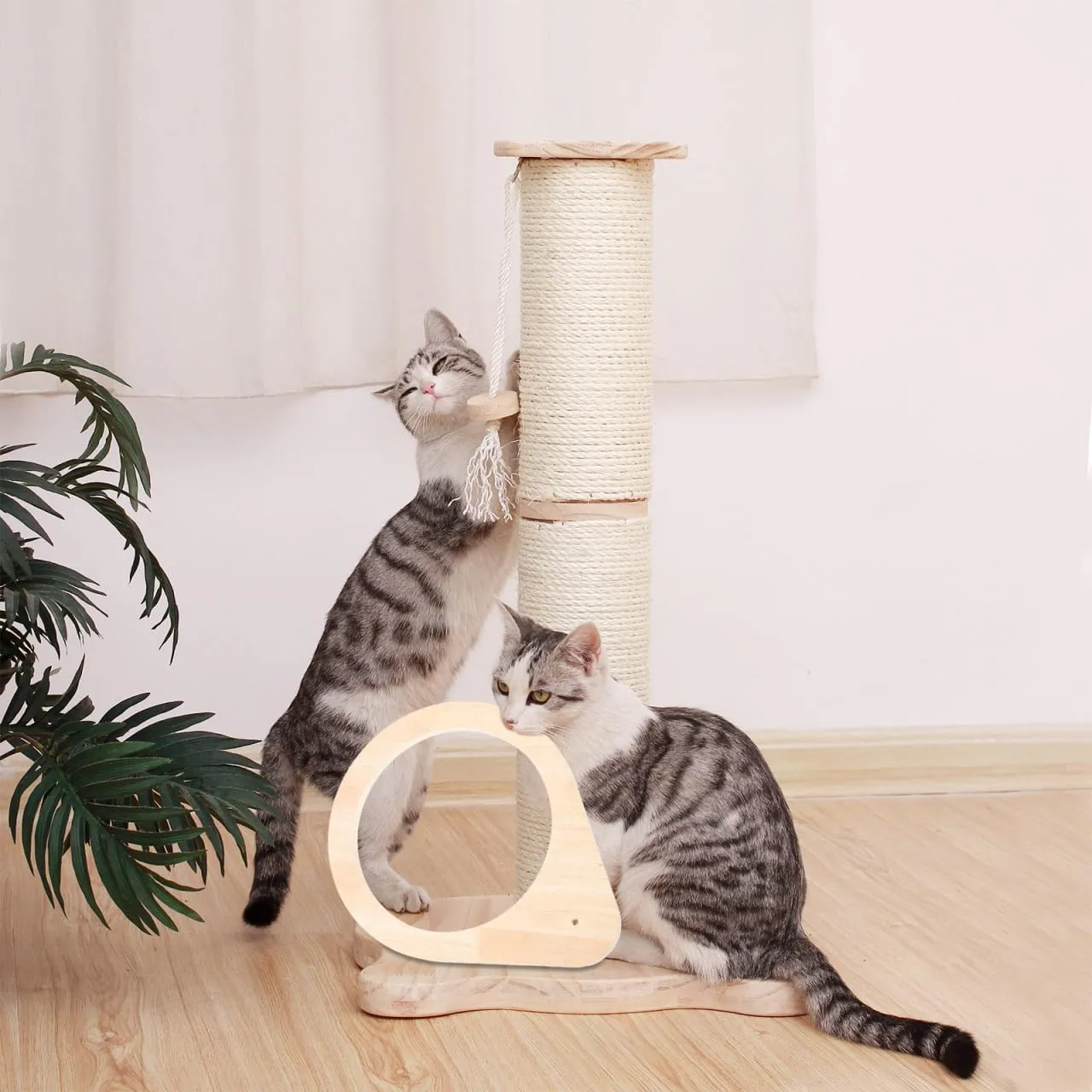 Cat Perch Frame Wooden Cat Scratching Post Accessory Spacious Design Minimalist Style Replaceable Scratch Post Frame