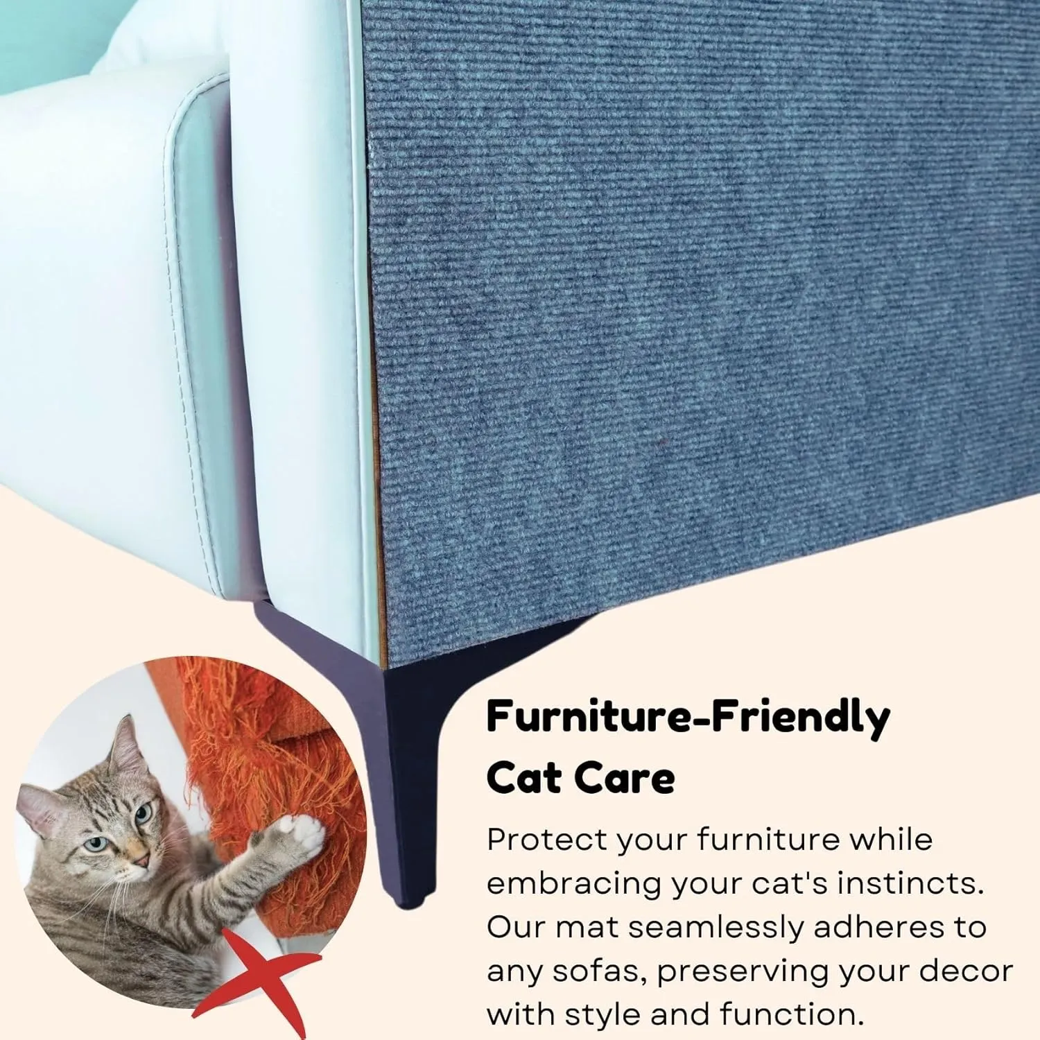 Cat Scratch Mat (5 Pack), 23.6 x 11.8 Cat Wall Stracther, Versatile Self-Adhesive Replacement Easy Use for Cat Trees, Wall Furniture, Scratching Posts, and Couch Protection (Dark Grey)