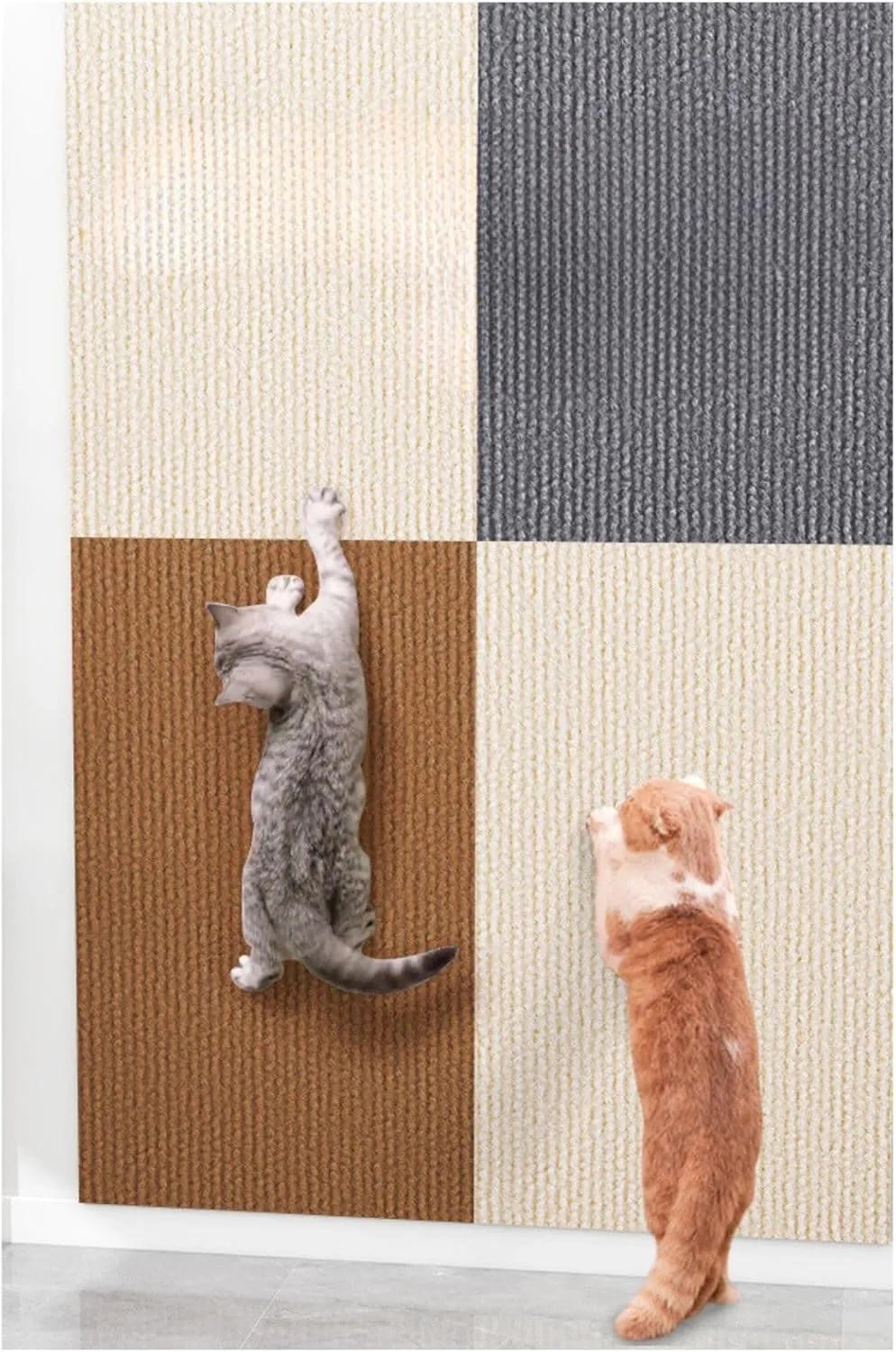 Cat Scratch Mat (5 Pack), 23.6 x 11.8 Cat Wall Stracther, Versatile Self-Adhesive Replacement Easy Use for Cat Trees, Wall Furniture, Scratching Posts, and Couch Protection (Dark Grey)