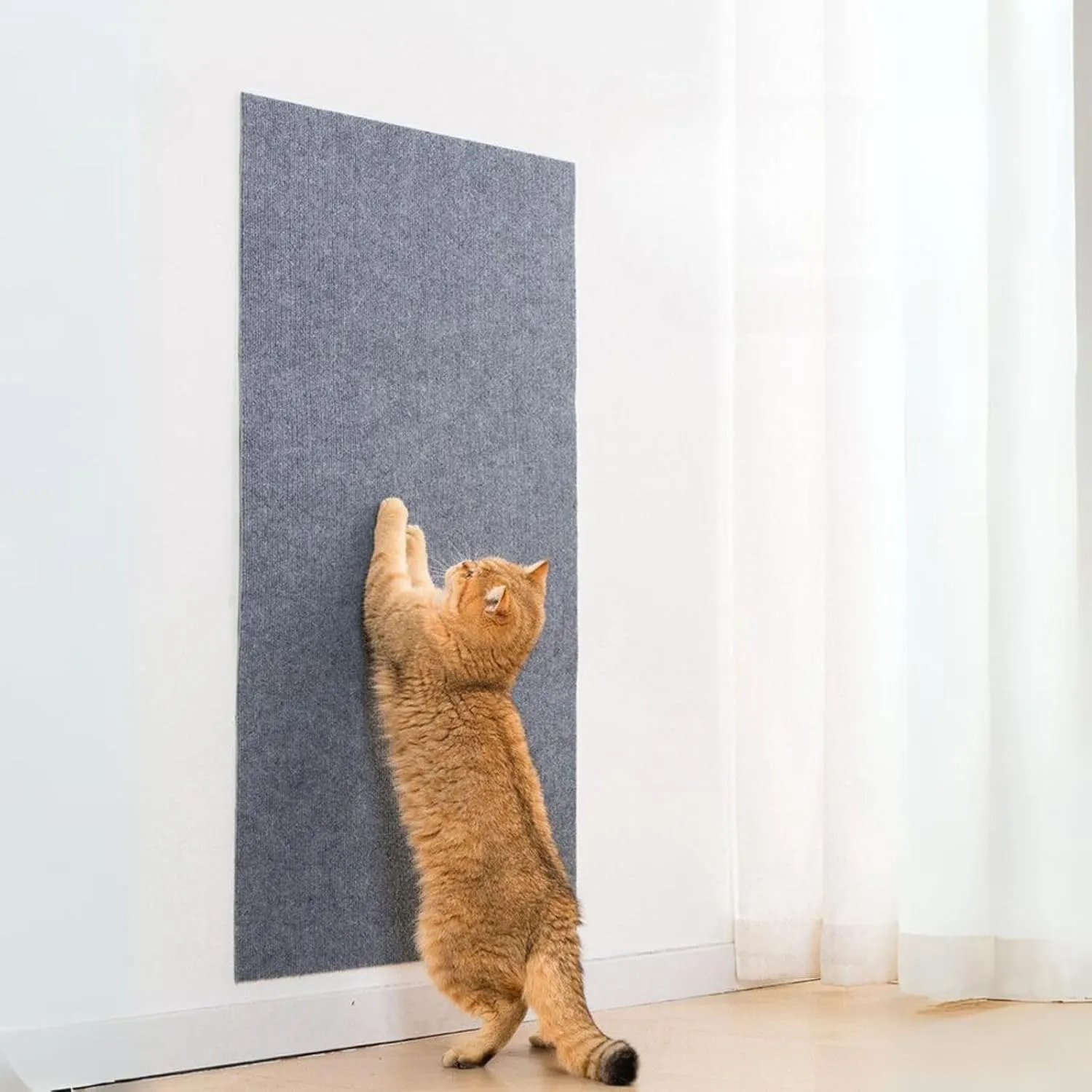 Cat Scratch Mat (5 Pack), 23.6 x 11.8 Cat Wall Stracther, Versatile Self-Adhesive Replacement Easy Use for Cat Trees, Wall Furniture, Scratching Posts, and Couch Protection (Dark Grey)