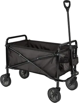 Collapsible Folding Outdoor Utility Wagon with Cover Bag, Black