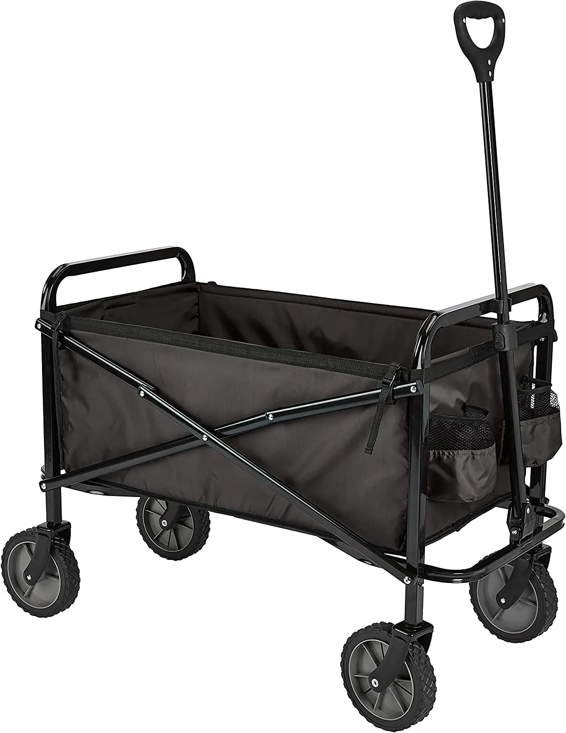 Collapsible Folding Outdoor Utility Wagon with Cover Bag, Black