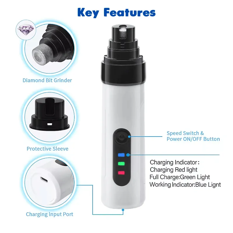 Cordless Pet Nail Trimmer - Quiet, Rechargeable, & Ergonomic