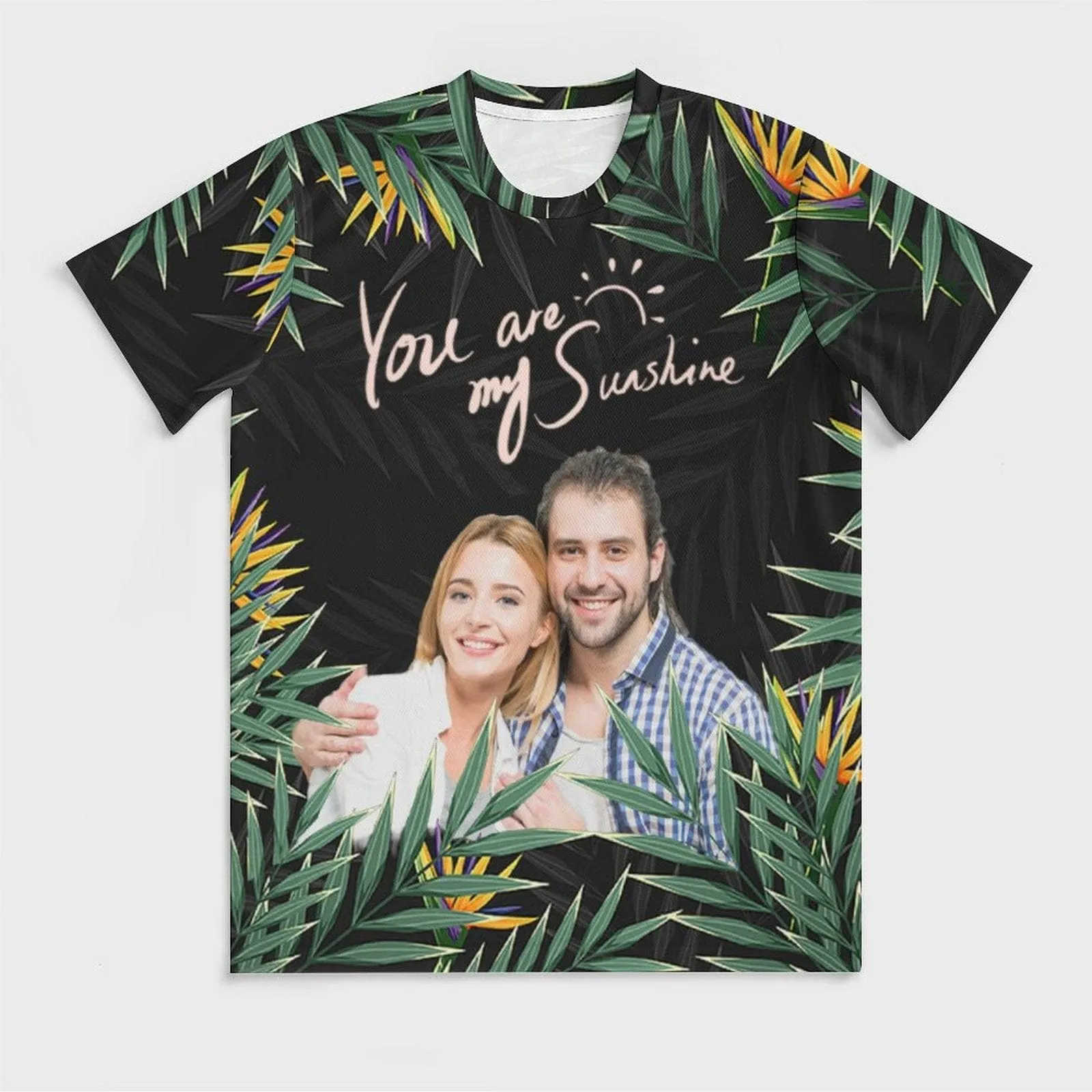 Custom Couple Photo You are My Sunshine Vacation Casual T-Shirt Men's Tops