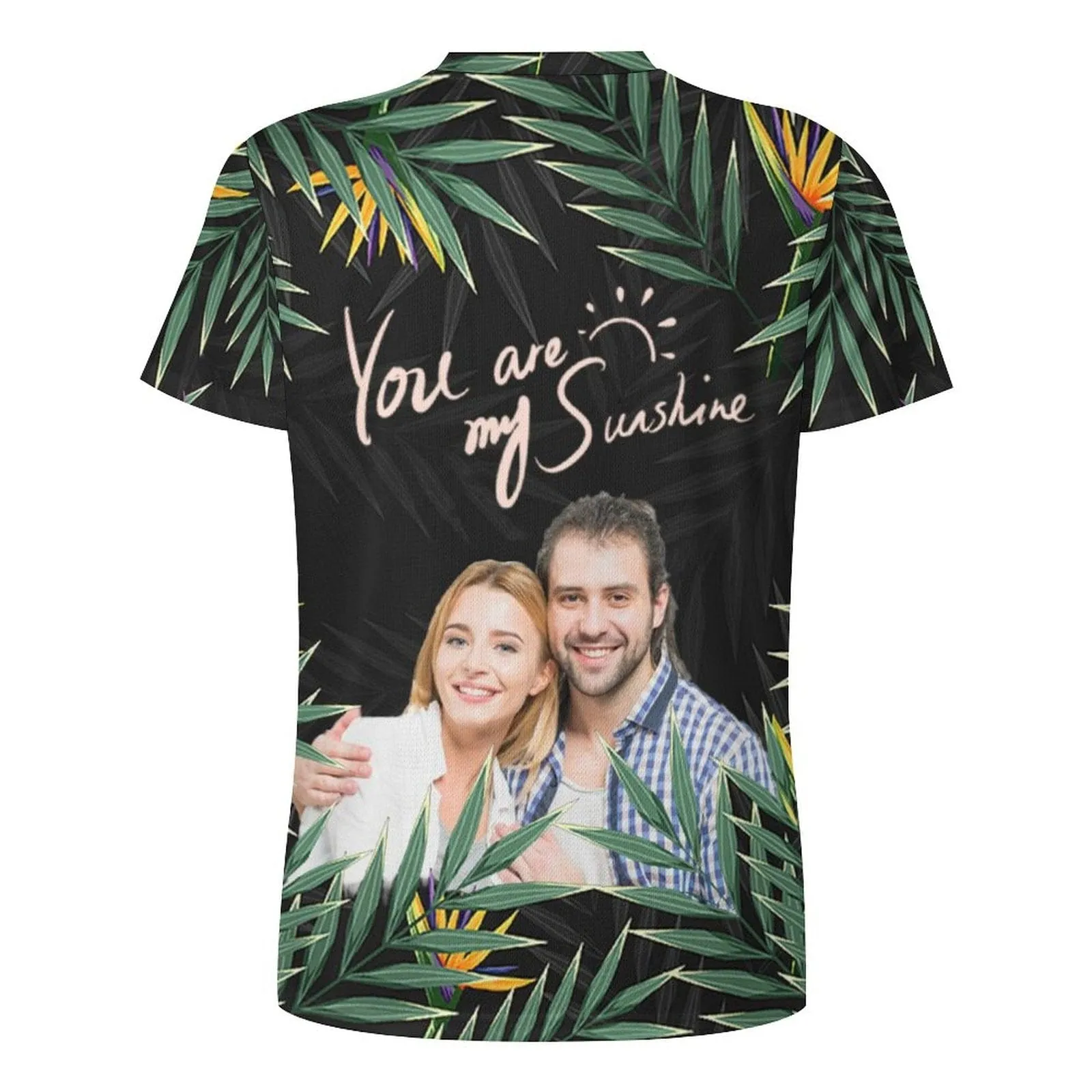 Custom Couple Photo You are My Sunshine Vacation Casual T-Shirt Men's Tops