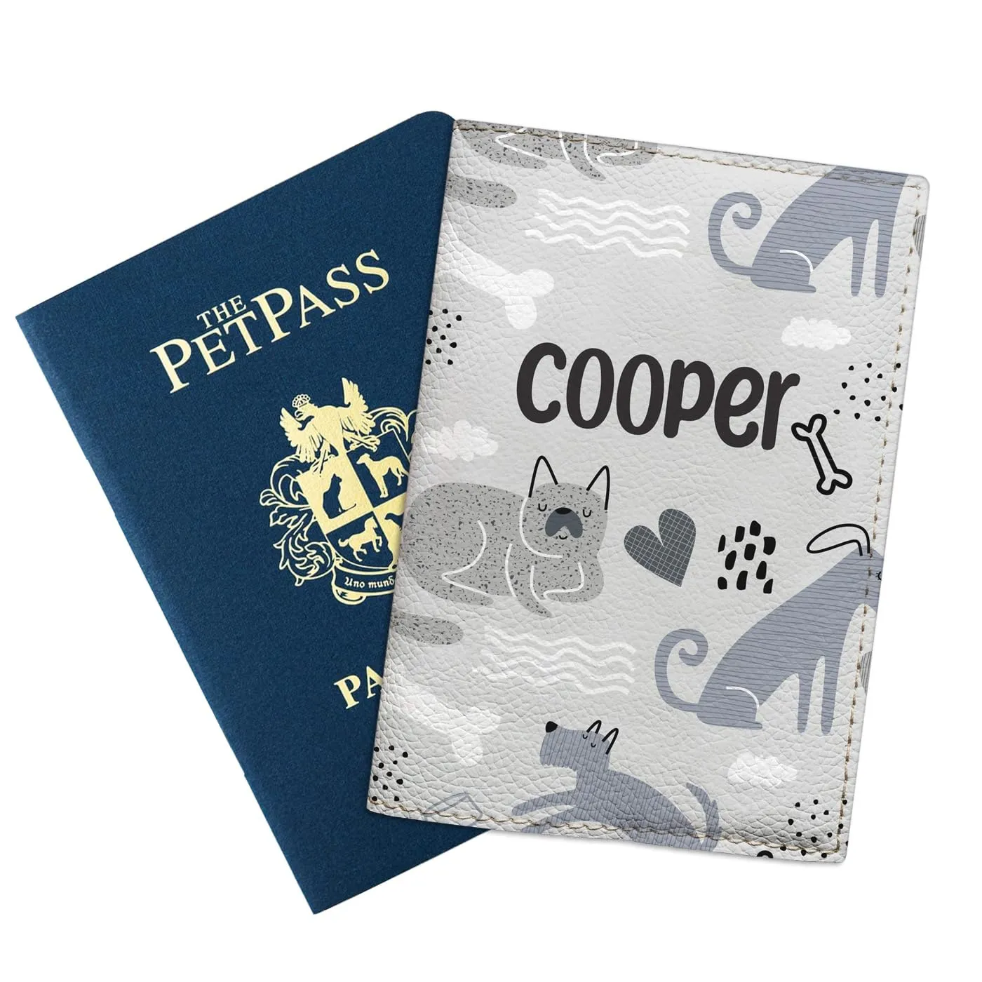 Customizable Gray Dog Design for Pet Owners | Vegan Leather Vet Document Holder | Eco-Friendly Pet Gifts | Personalized Pet Document Organizer