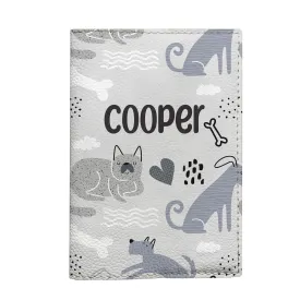 Customizable Gray Dog Design for Pet Owners | Vegan Leather Vet Document Holder | Eco-Friendly Pet Gifts | Personalized Pet Document Organizer
