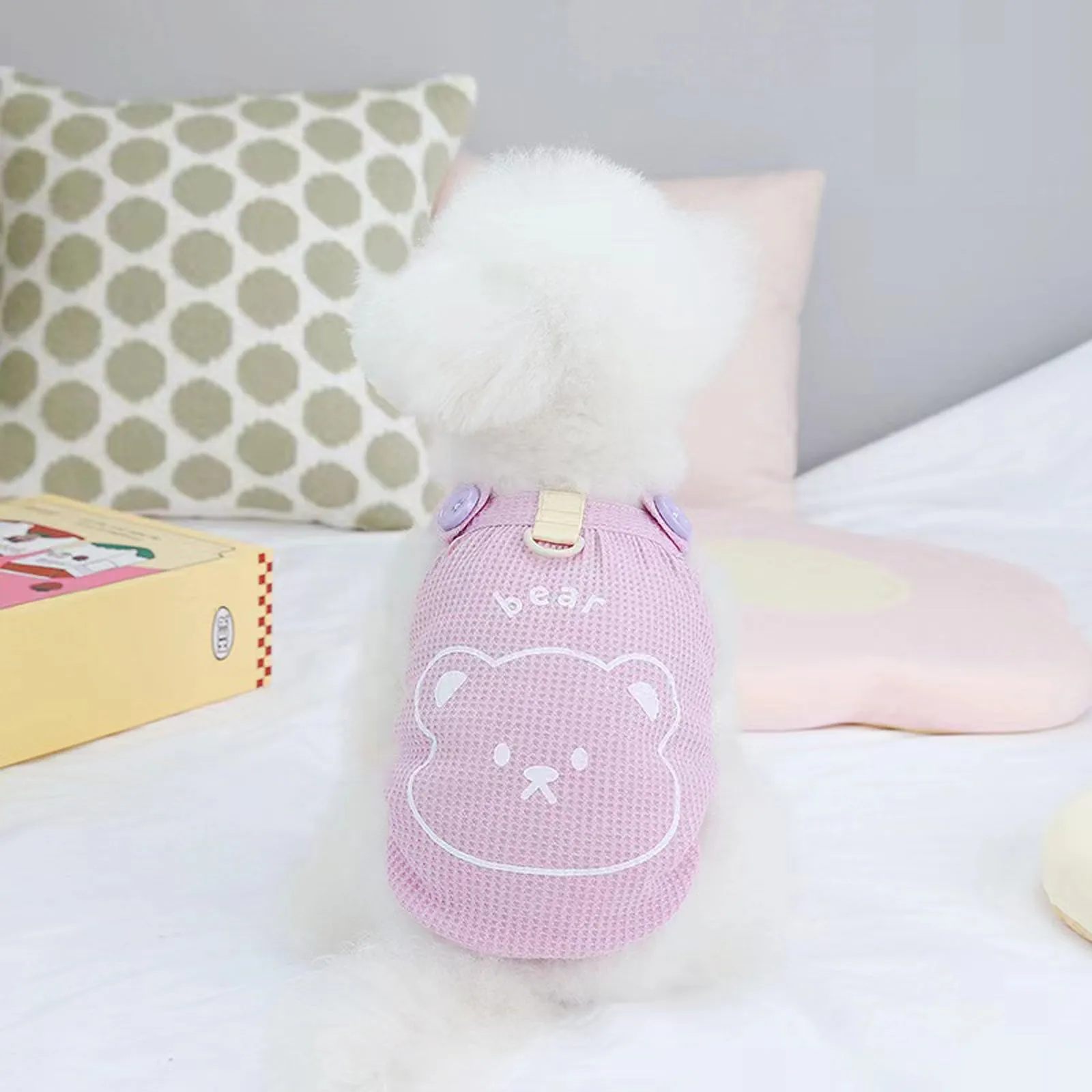 Cute Bear Printed Mini Check Pattern Pet Puppy Clothing