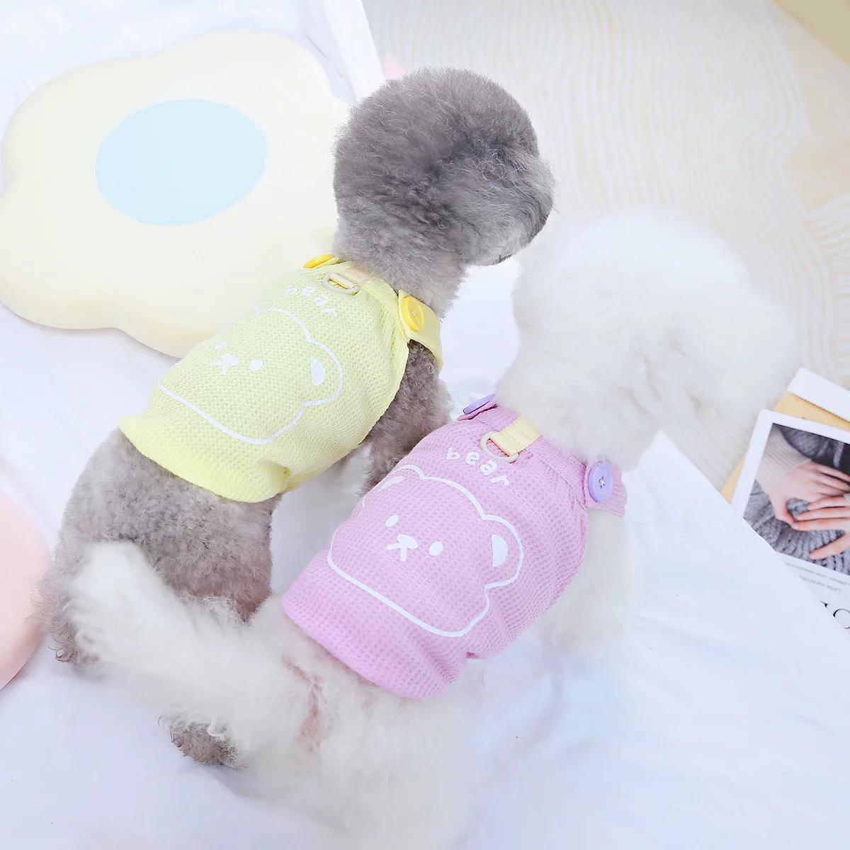 Cute Bear Printed Mini Check Pattern Pet Puppy Clothing