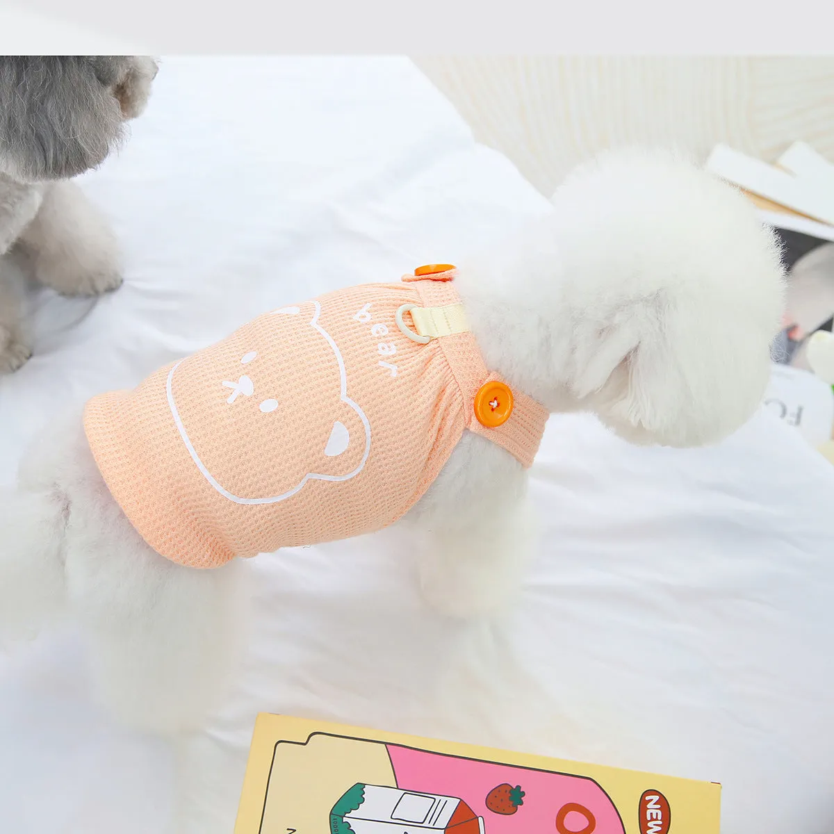 Cute Bear Printed Mini Check Pattern Pet Puppy Clothing