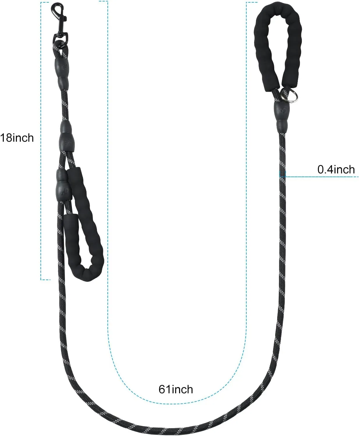 Dog Leash Traffic Double Padded Handles, Comfortable Reflective 2 Handle Strong Leashes Extra Training Control and Walking Lead for Heavy Duty Medium Large Dogs (Pink, 0.4 inch)