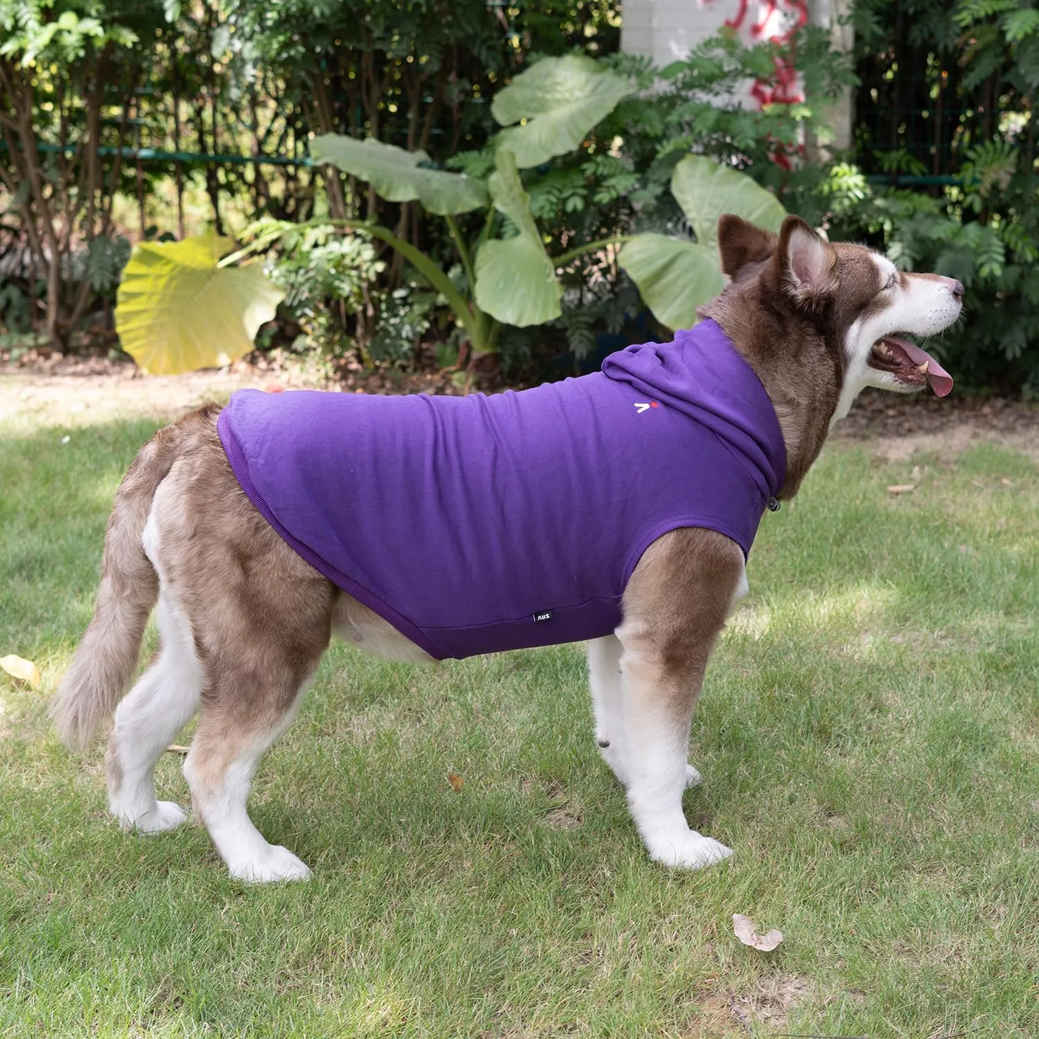 Dog Pet Clothes Hoodies Sleeveless Sweatershirt for Extra Large Dogs Boy Girl Doggy Sweater Elastic Cotton Pullover Hoodie for Labrador Golden Retriever Border Collie German Shepherd - Purple XXL