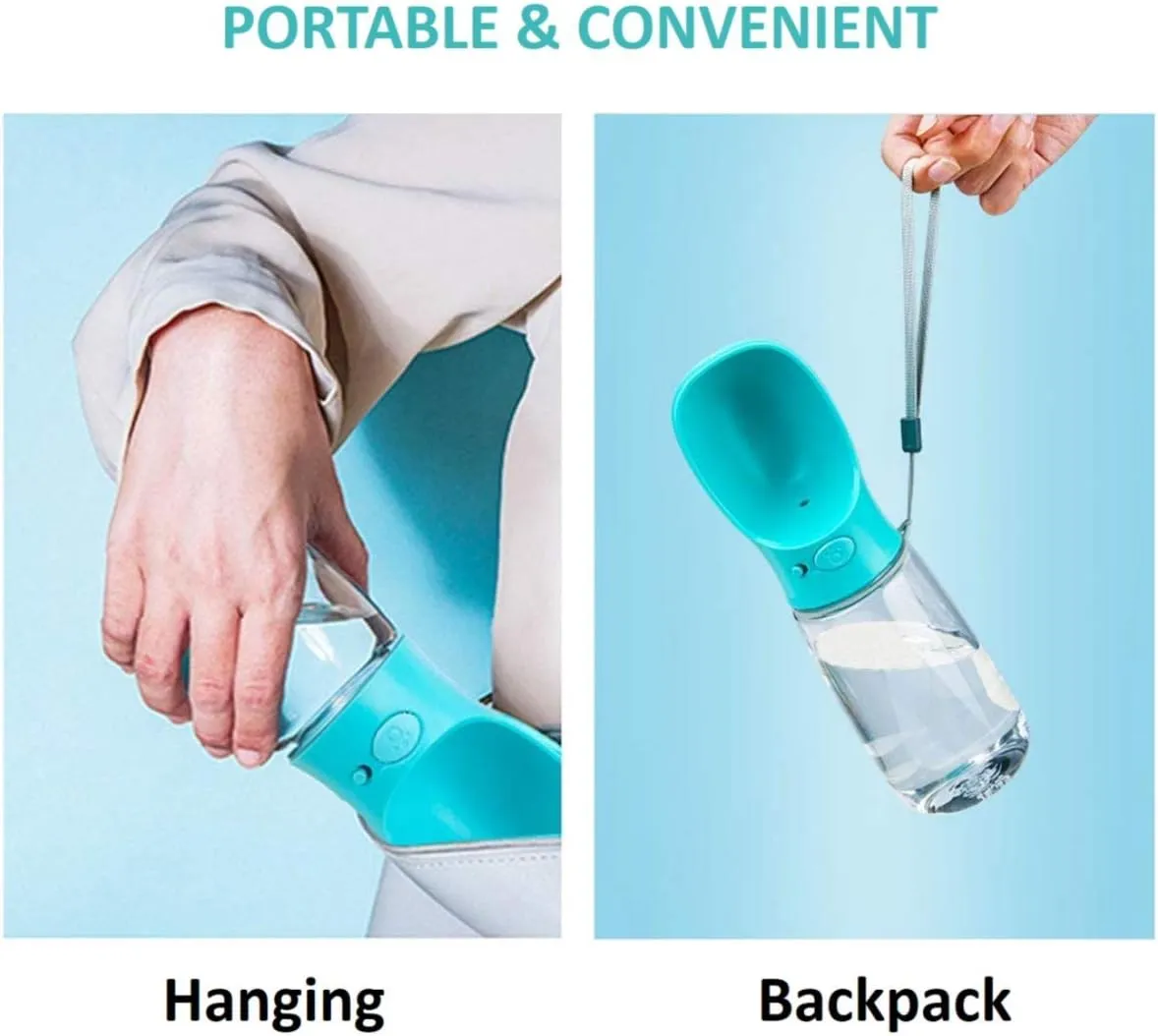 Dog Water Bottle, Leak Proof Portable Pet Water Bottles for Dogs, Puppy Water Dispenser with Drinking Feeder for Travel (Mint Green 19oz)