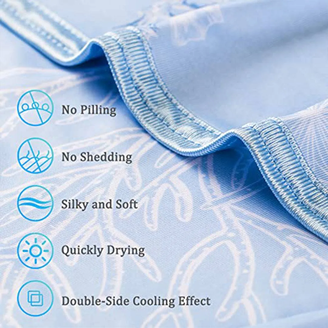 Elegear Refreshing Ocean-Inspired Blue Tone Silk Feel Cooling Blanket