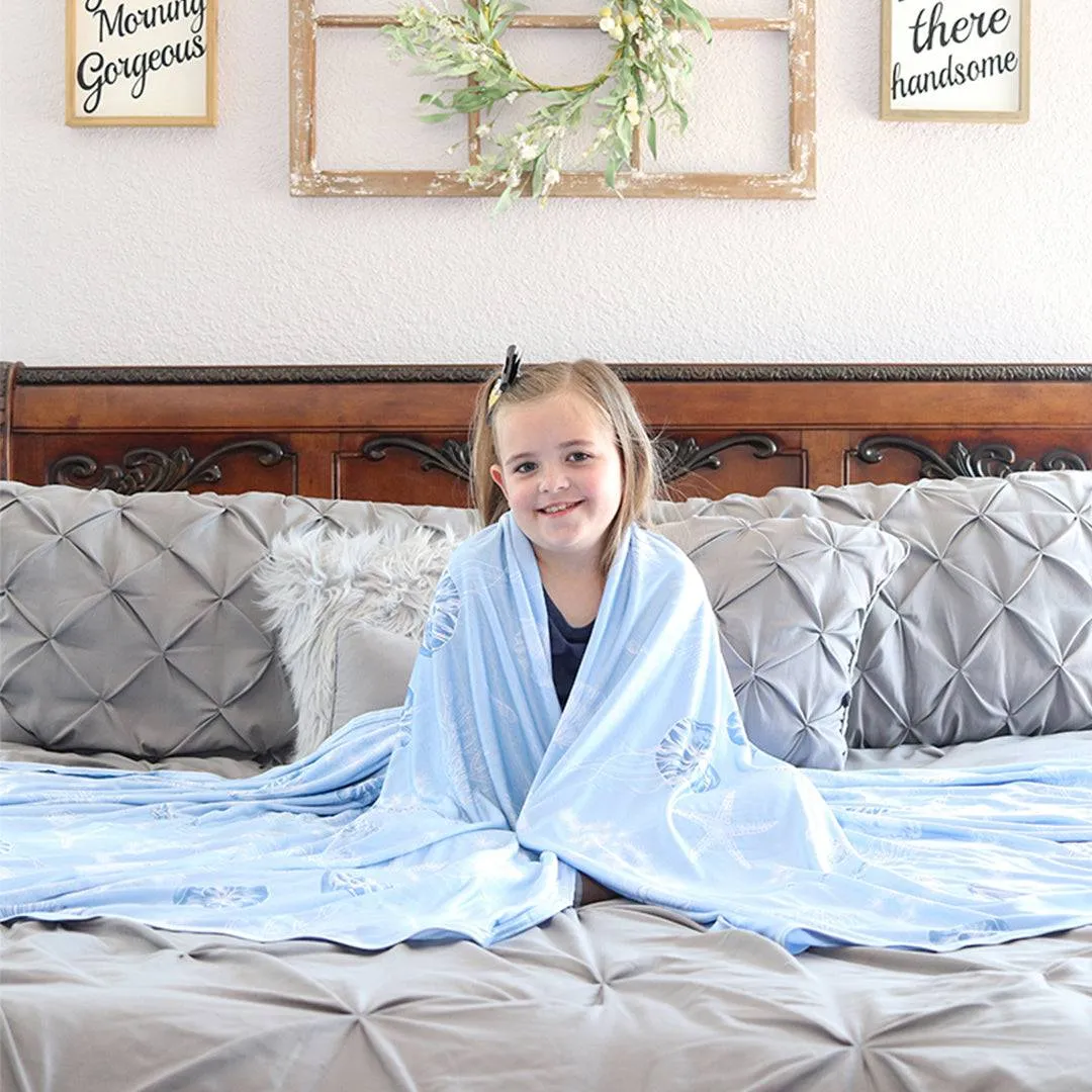 Elegear Refreshing Ocean-Inspired Blue Tone Silk Feel Cooling Blanket