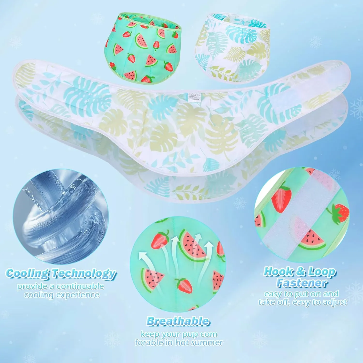 EXPAWLORER Dog Cooling Bandana - 2 Pack Instant Chill Out Adjustable Pet Scarf, Summer Outdoor Ice Neck Cooler, Prevent Sunstroke for Small Medium Large Dogs, Medium