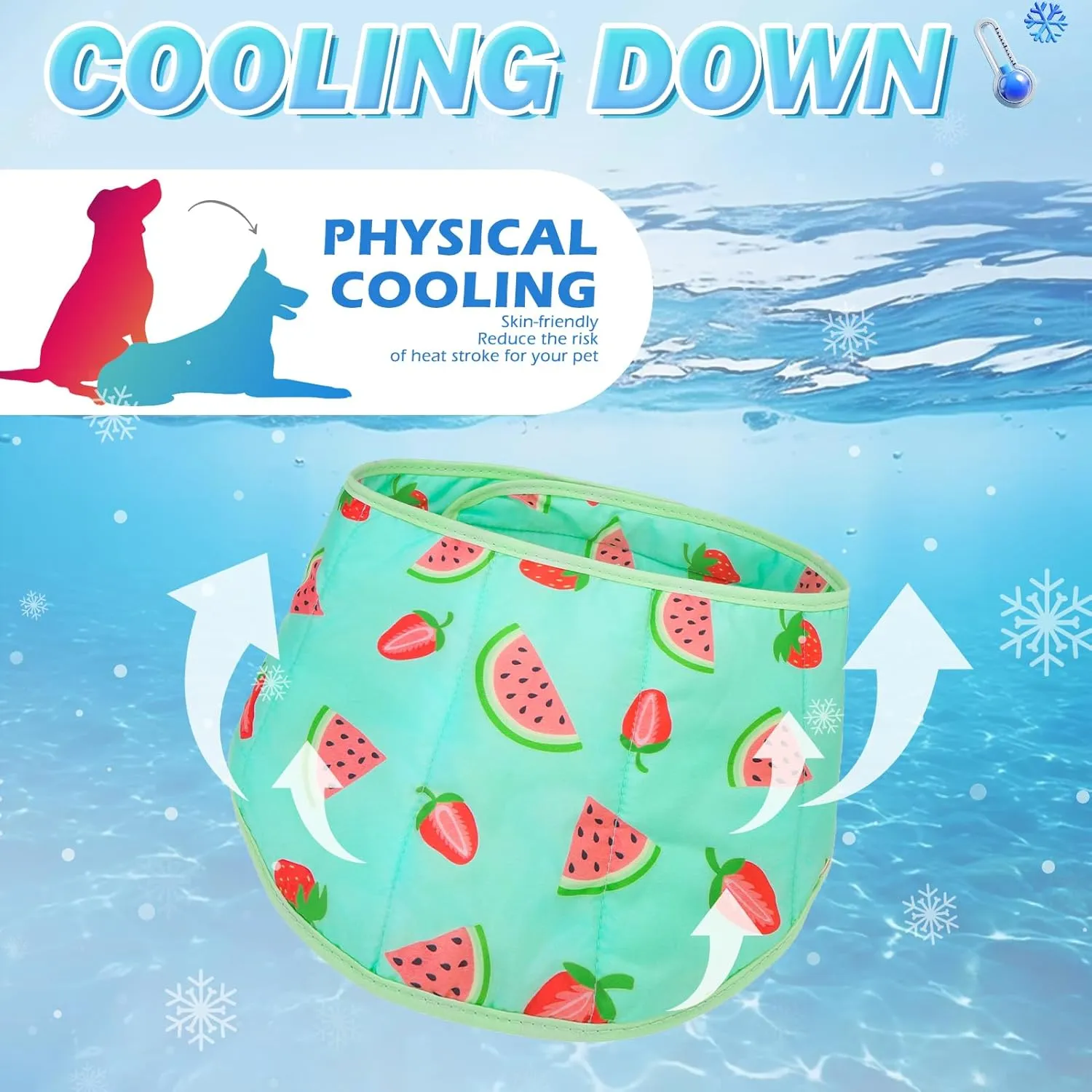 EXPAWLORER Dog Cooling Bandana - 2 Pack Instant Chill Out Adjustable Pet Scarf, Summer Outdoor Ice Neck Cooler, Prevent Sunstroke for Small Medium Large Dogs, Medium