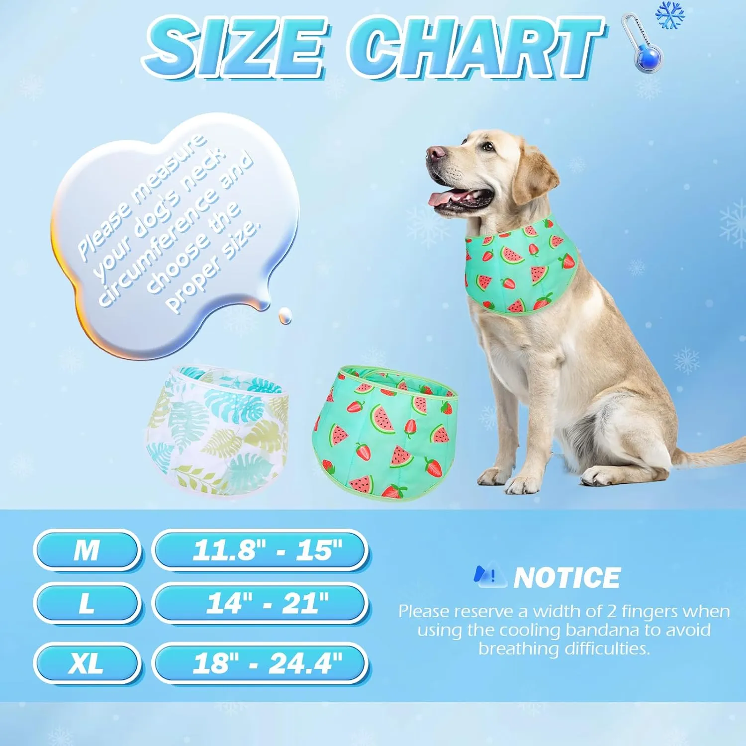 EXPAWLORER Dog Cooling Bandana - 2 Pack Instant Chill Out Adjustable Pet Scarf, Summer Outdoor Ice Neck Cooler, Prevent Sunstroke for Small Medium Large Dogs, Medium