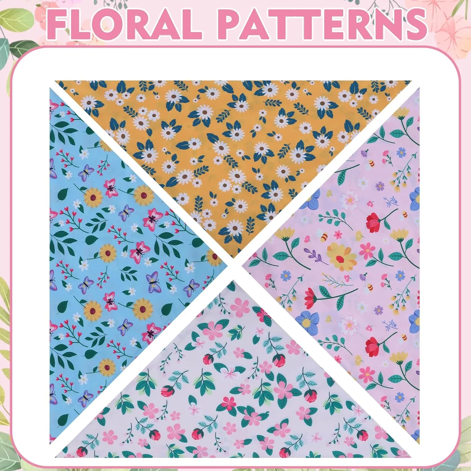 EXPAWLORER Spring Dog Bandanas 4 Pack - Reversible Floral Pet Bandana, Flower Triangle Scarf for Boys and Girls, Premium Durable Bib for Small Medium Large Dogs (Large)