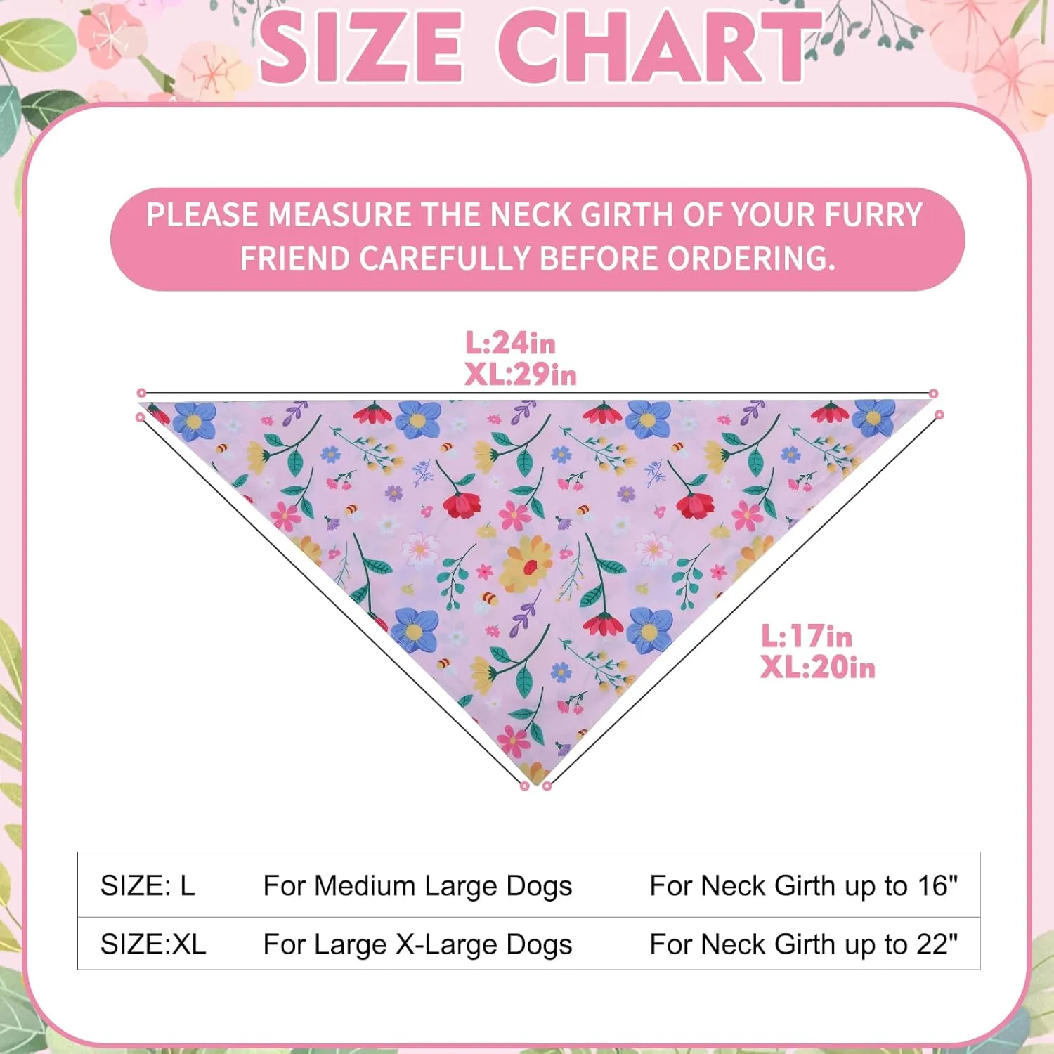 EXPAWLORER Spring Dog Bandanas 4 Pack - Reversible Floral Pet Bandana, Flower Triangle Scarf for Boys and Girls, Premium Durable Bib for Small Medium Large Dogs (Large)