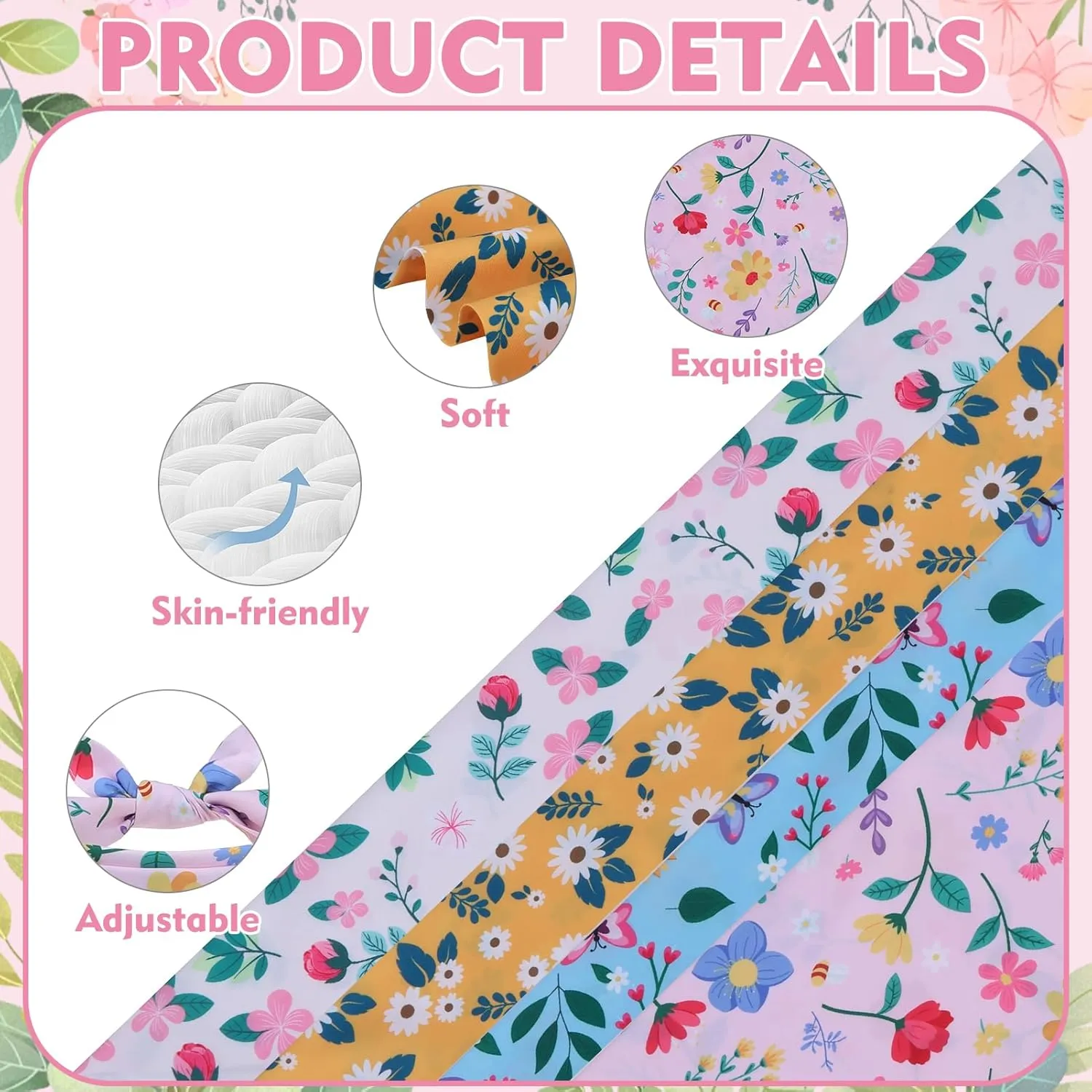 EXPAWLORER Spring Dog Bandanas 4 Pack - Reversible Floral Pet Bandana, Flower Triangle Scarf for Boys and Girls, Premium Durable Bib for Small Medium Large Dogs (Large)