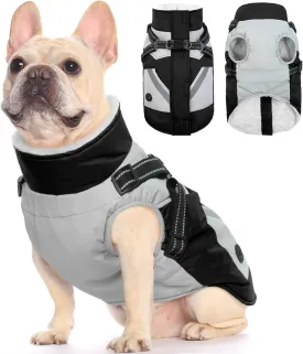 FUAMEY Dog Jacket - Waterproof Winter Coat with Zipper - Reflective Vest for Extra Small Dogs - Black XS