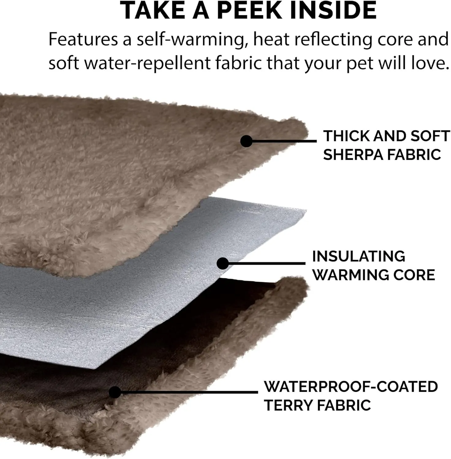 Furhaven Waterproof & Self-Warming Throw Blanket for Dogs & Indoor Cats, Washable & Reflects Body Heat - Soft-Edged Terry & Sherpa Dog Blanket - Espresso, Medium