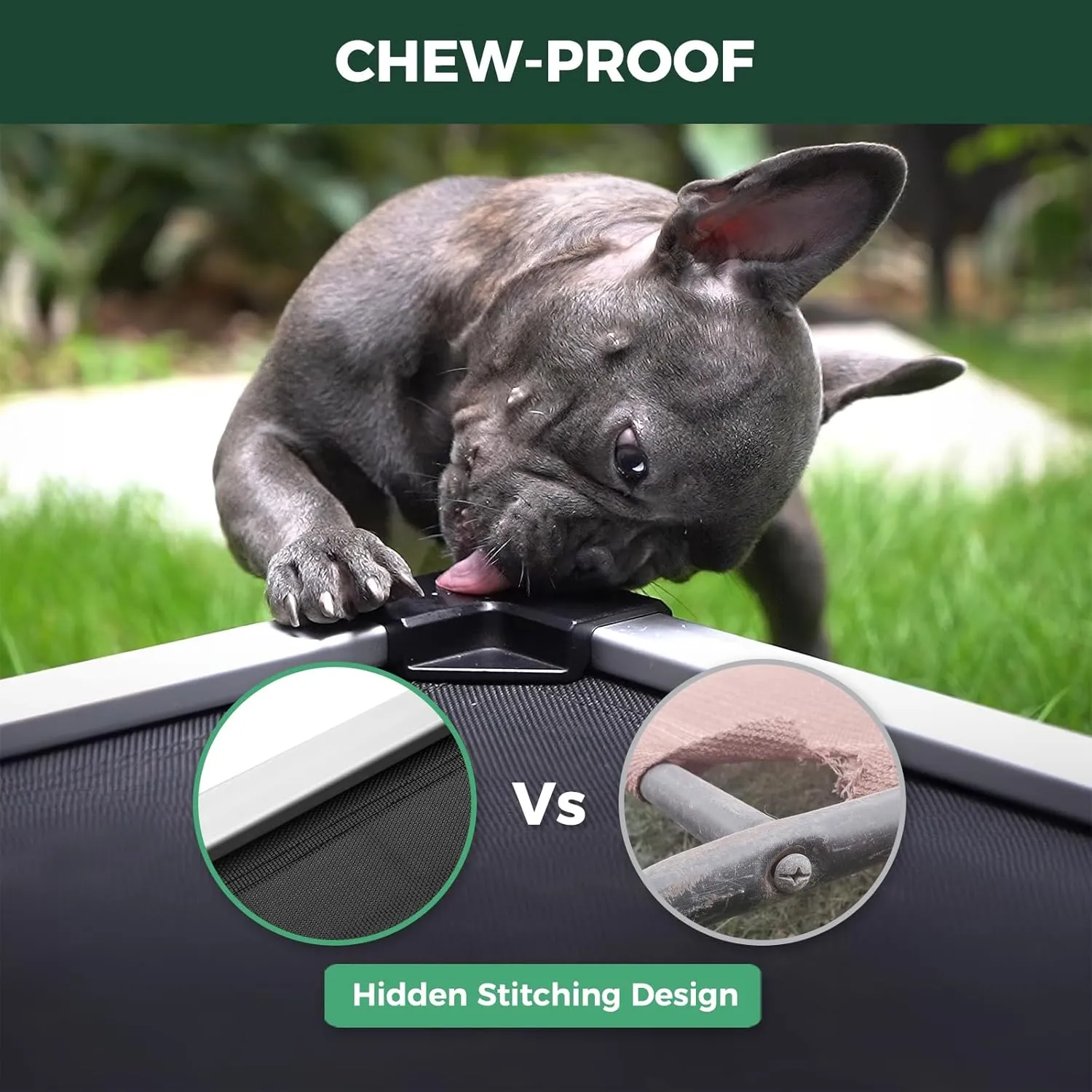 FXW TitanNest Cooling Chew-Proof Elevated Dog Bed, Washable Raised Cot for Outdoor/Camping/Indoor Use, Waterproof & Durable Pet Bed for Large Dogs, 50-Inch, Black