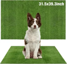 GLOBREEN Fake Grass Pee Pad for Dogs, 31.5"x39.3" Puppy Potty Training Turf, Pets Artificial Grass for Patio Balcony Outdoor, Reusable Waterproof Easy to Cut